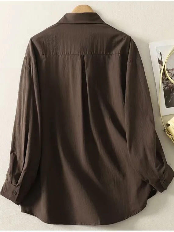 Retro café largo Sve irt sentimientos de gama alta de las mujeres otoño coreano Sle Casual suelta perezoso Top Coat abeja