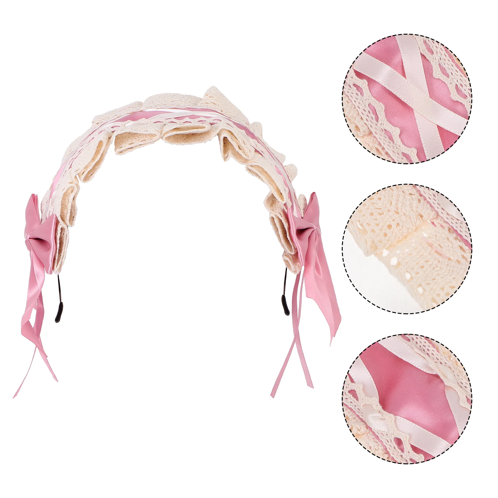 

Hair Ribbons Lace Headband Lolita Headdress Girl Hairband Cosplay Clothing Accessories Pink Bowknot Women Headwear Women's