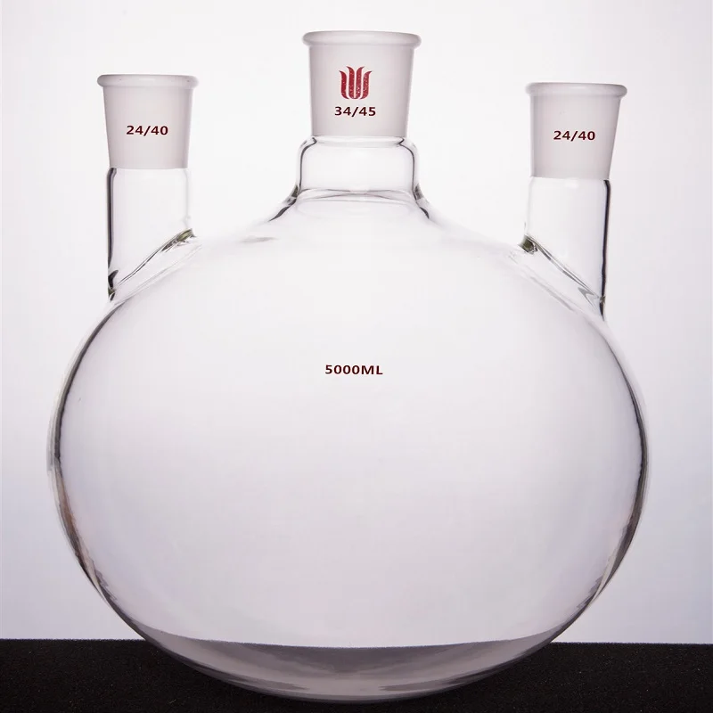 SYNTHWARE-Flcopropriété Boule Droit à Trois Embouts en Verre Borosilicate, Haute Résistance, Rapwall, Capacité 5000ml, F44