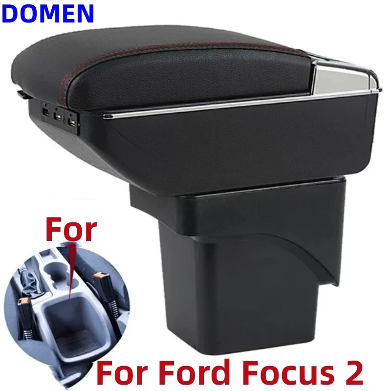 For Ford Focus 2 armrest box For Ford Focus mk2 central storage box Car Armrest with USB LED light Easy to install