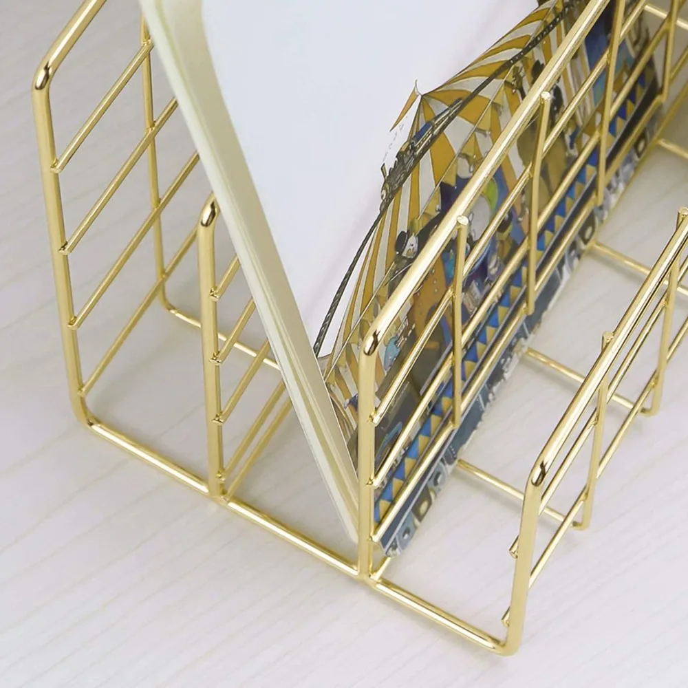 Freestanding Three Grid File Sorter Organizer L Shaped Desktop Storage Rack Mail Sorter Holder Home Countertops