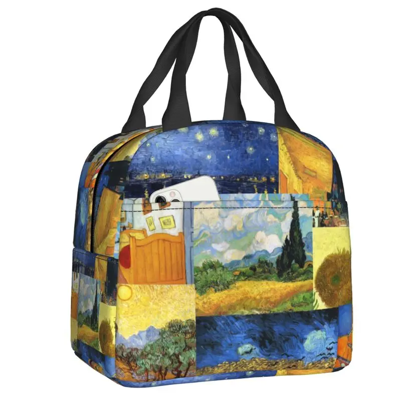 Vincent Van Gogh Paintings Art Collage Insulated Lunch Bag for Women Resuable Cooler Thermal Lunch Tote Kids School Children