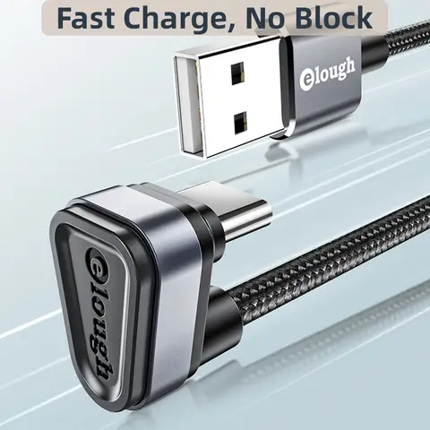 Cable USB tipo C para Samsung, Xiaomi mi Redmi, 2.4A, carga rápida de teléfono, Cable de datos tipo C, 180 grados