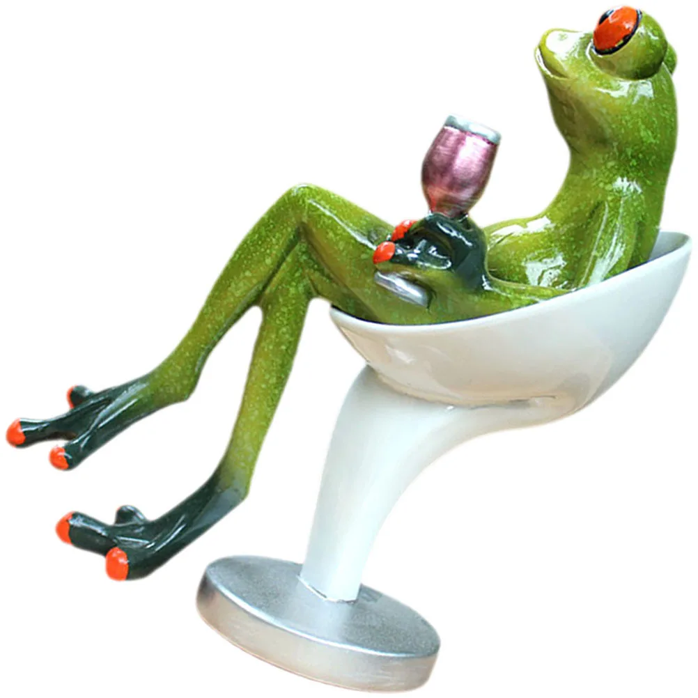 

Resin Sitting Drinking Frog Decor Creative Frog Ornament Tabletop Desktop Decoration Garden Accent Resin Frogs