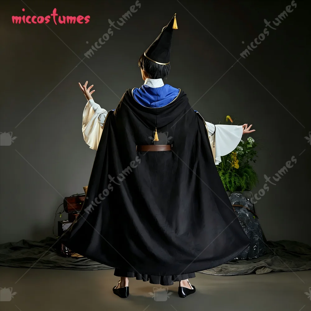 【Ready for Ship】Miccostumes Blue Witch Hat Cosplay Costume for Halloween Shirt and Skirt with Cape and Hat