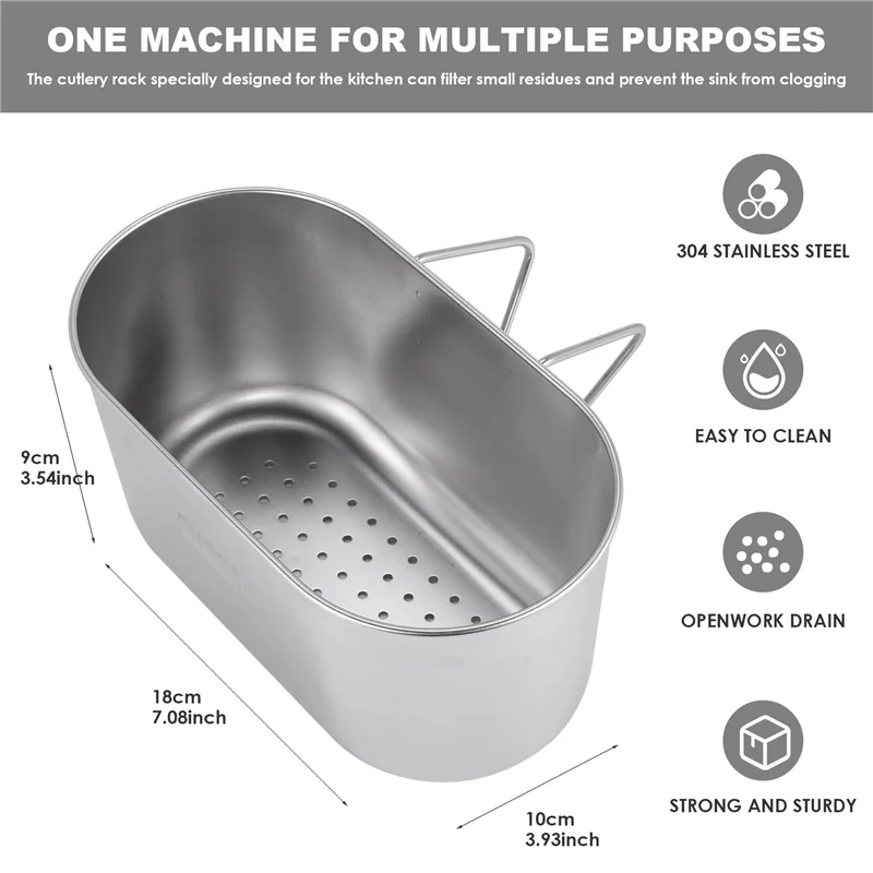 

AEE4-304 Stainless Steel Kitchen Sink Drain Basket, Dishwashing Sink, Hanging Garbage Water Filter Rack, Filter Rack