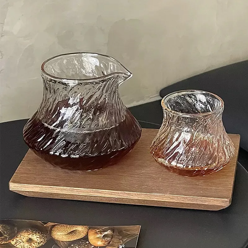 

500ml Hammer Pattern Hand-brewed Glass Coffee Pot Ice Coffee Sharing Pot 180ml Coffee Aroma Cup Hand Brewing Coffee Bariata Tool