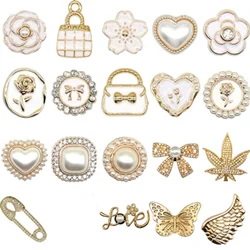 1/20PCS Golden Metal Shoe Charms Bling Metal Pin Wing Luxury Style Jewelry Shoe Accessories Fashion Women Men Shoe Buckle Decor