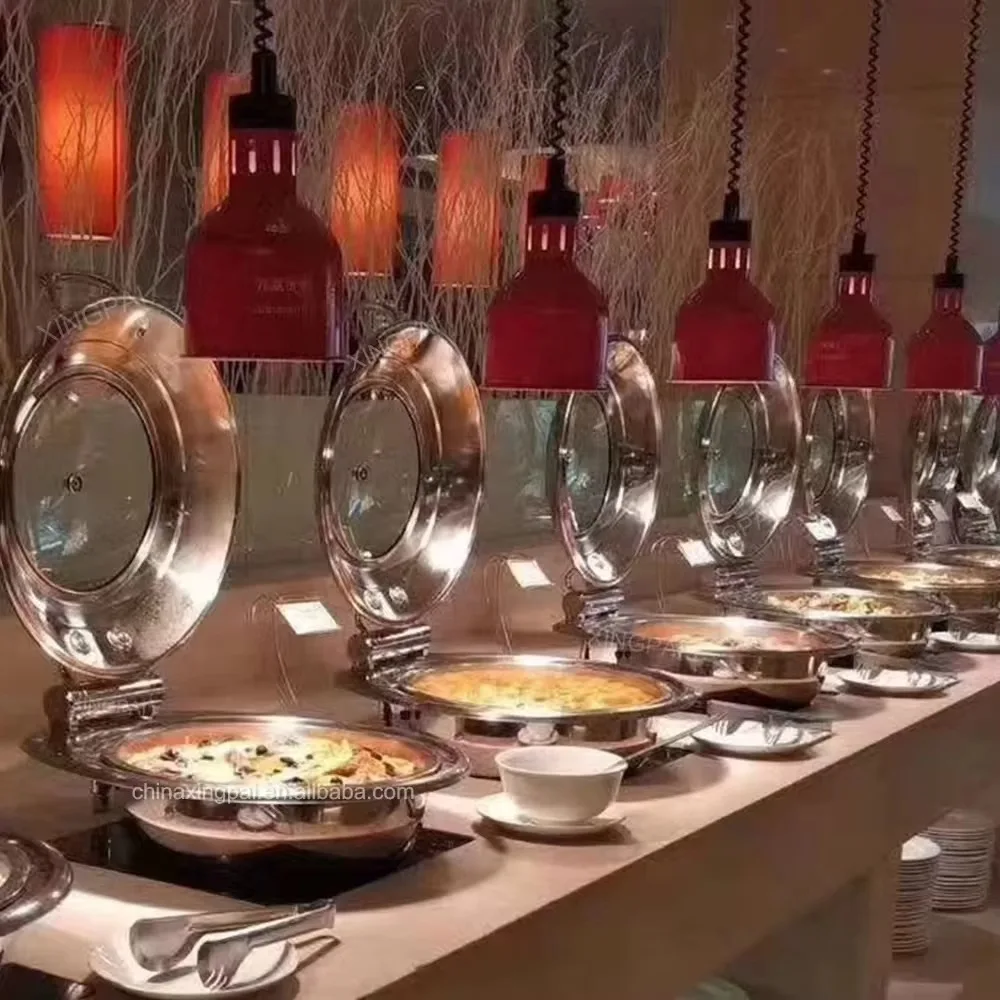 Restaurant Equipment Luxury Copper Buffet Warmer Stainless Steel Round Insulation Plate Buffet Set Catering