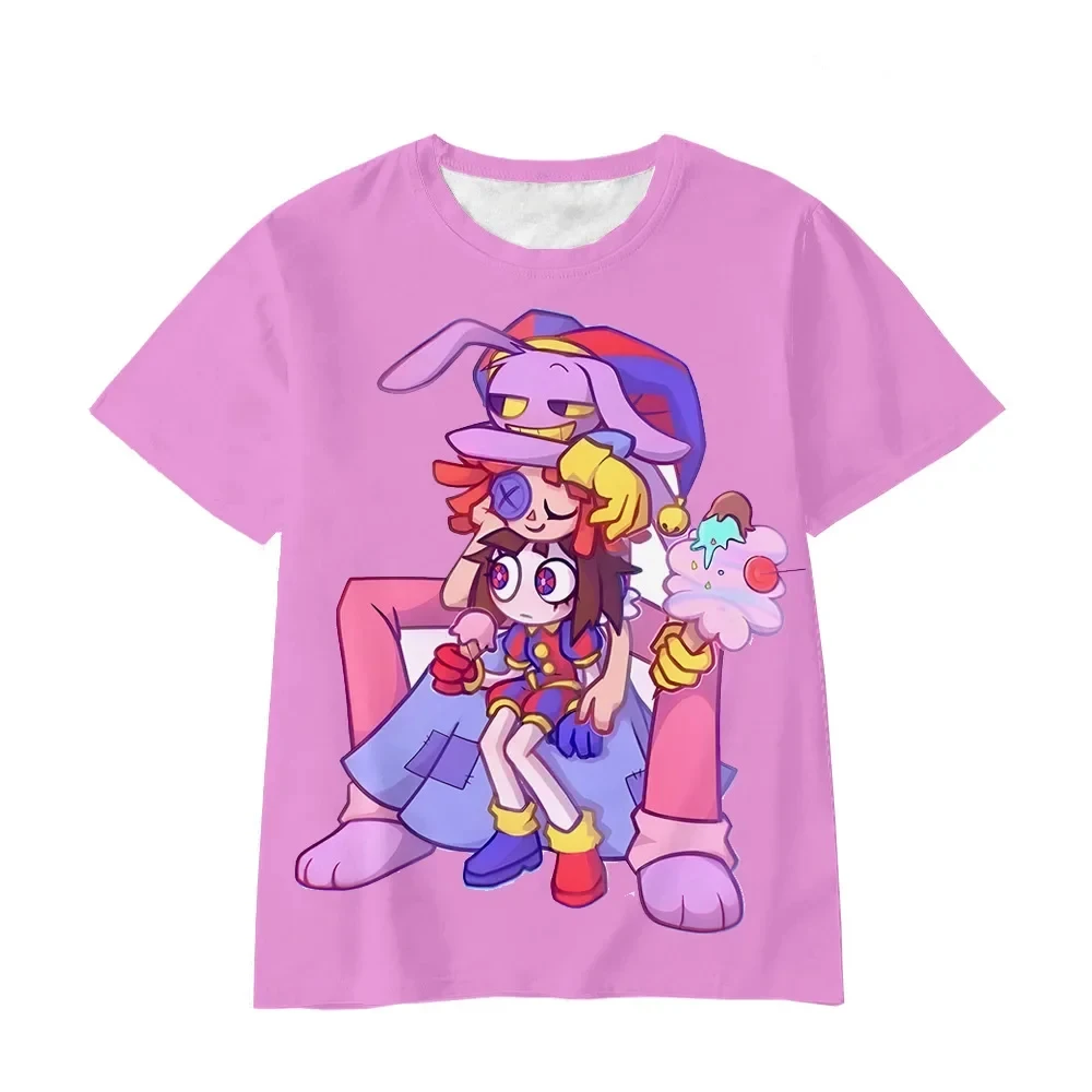 Anime The Amazing Digital Circus Pomni 3D Print T-Shirt Men Women Short Sleeve T Shirts Oversized Harajuku Tees Top Kid Clothing