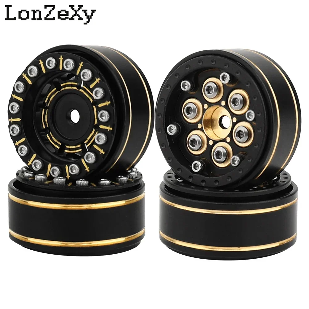 New 4PCS Brass 1.0 Inch Beadlock Wheel Hub Rims for RC Crawler Car 1/24 Axial SCX24 AX24 FCX24 1/18 TRX4m Metal Upgrade Parts