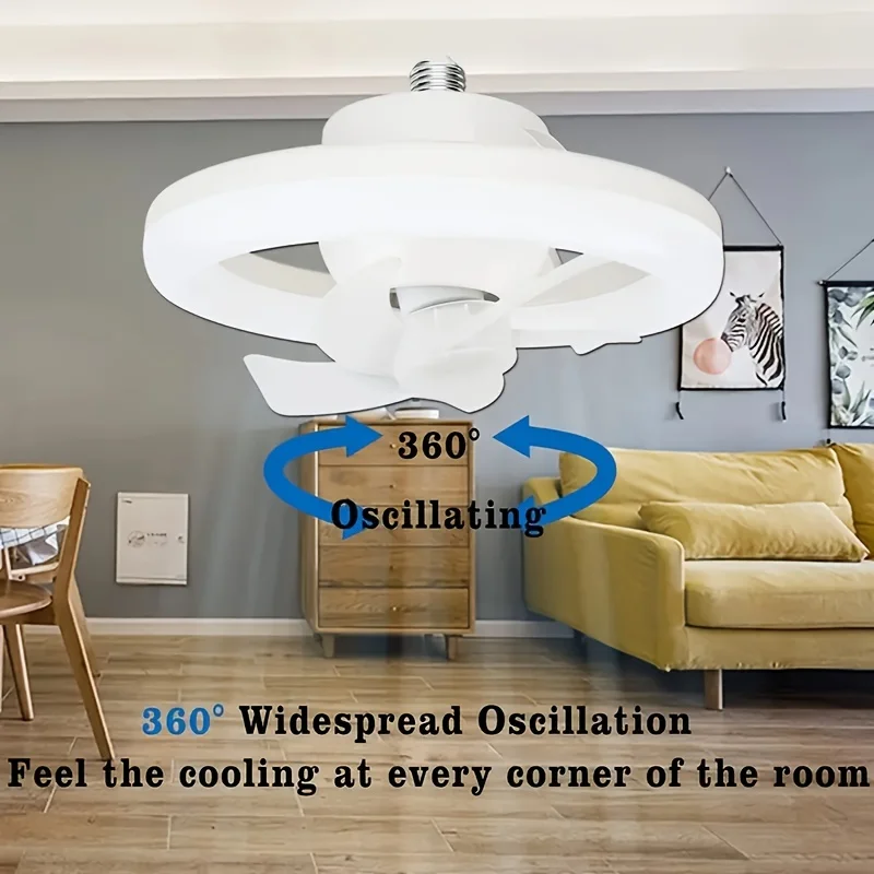 

10 Inch 5 Blades Ceiling Fan Light with Remote Control, 85V-265V Dimmable 360° Rotating LED Bulb for Bedroom Garage Laundry Room