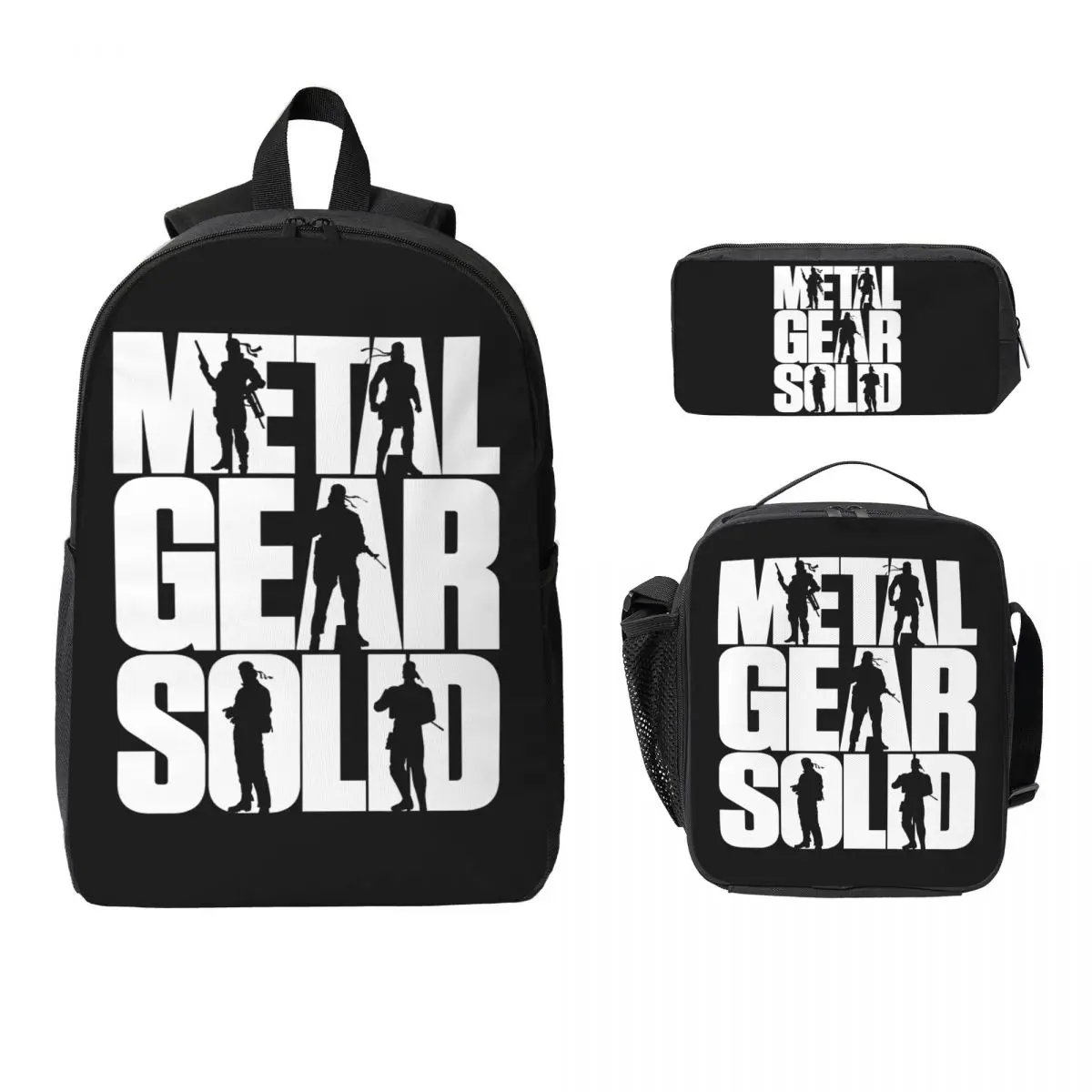 

Metal Gear Solid Backpack Student BookBag School Bag Computer Shoulder Bags 3ps Insulated Lunch Bag Pencil Case