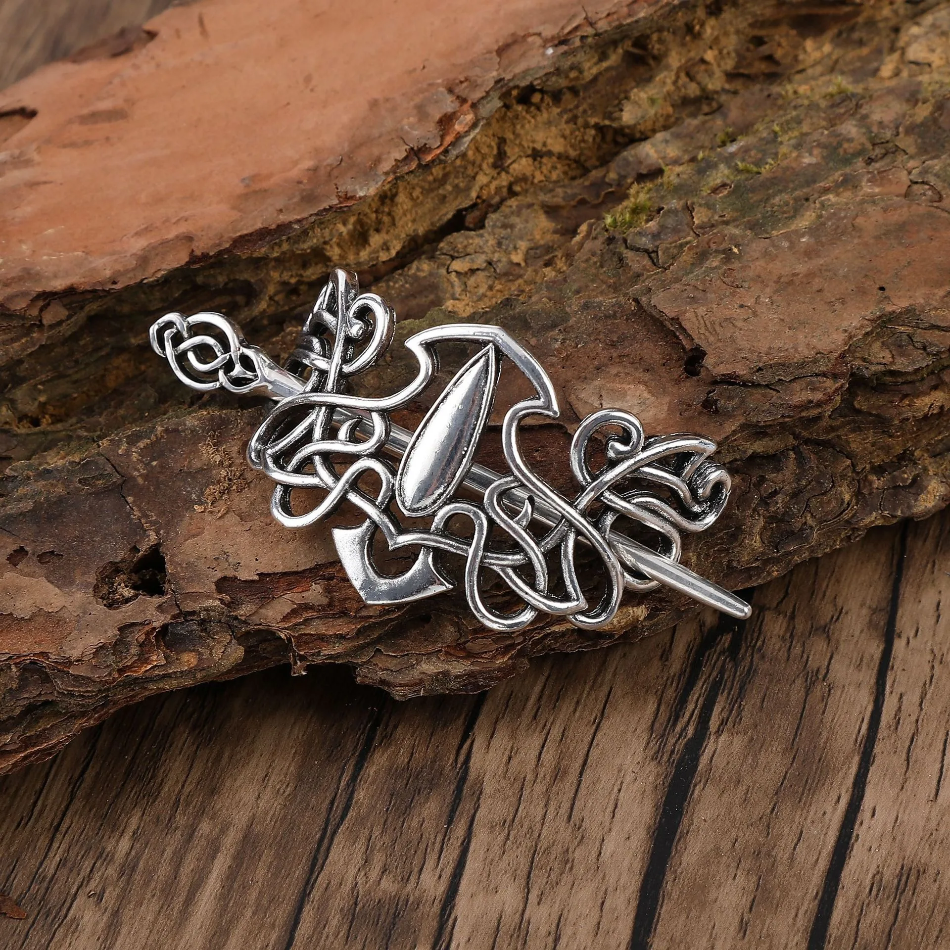 الهيب هوب الشرير نمط الرجعية جوفاء المرأة سبيكة دبابيس الشعر فايكنغ الشمال النرويجية نمط خوذة موضة خلع الملابس اكسسوارات #5