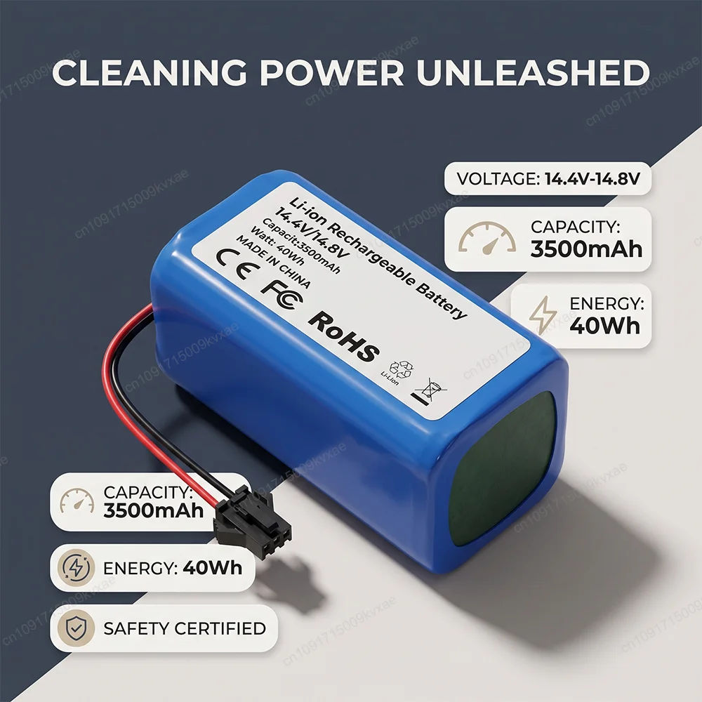 Robot Vacuum Replacement Battery 14.4V 5200mAh 3-Prong Plug for Eufy RoboVac 11S 25C 30 for Ecovacs Deebot N79 N79S DN622