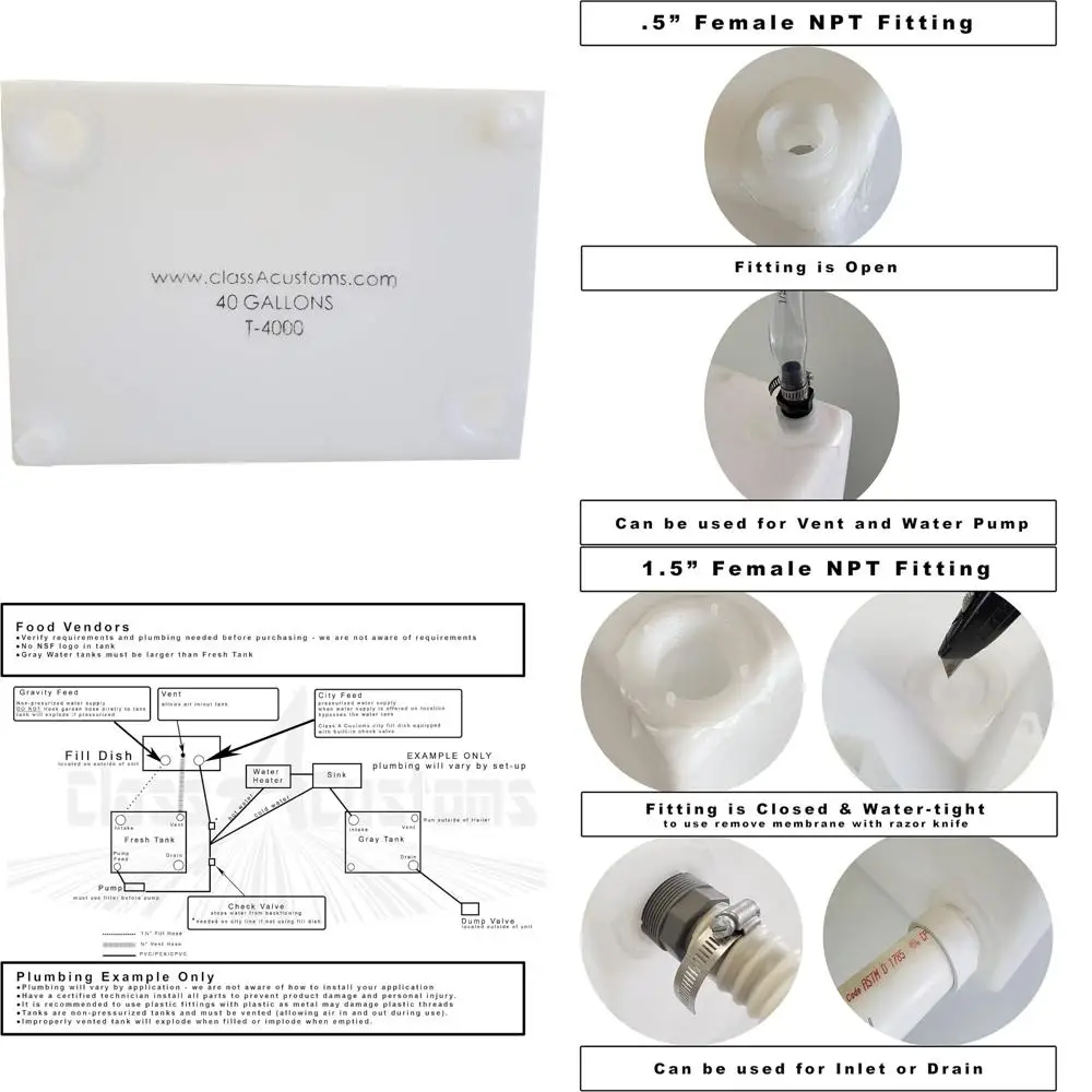 نظام خزان المياه العذبة RV سعة 40 جالونًا مع إدارة المياه الرمادية