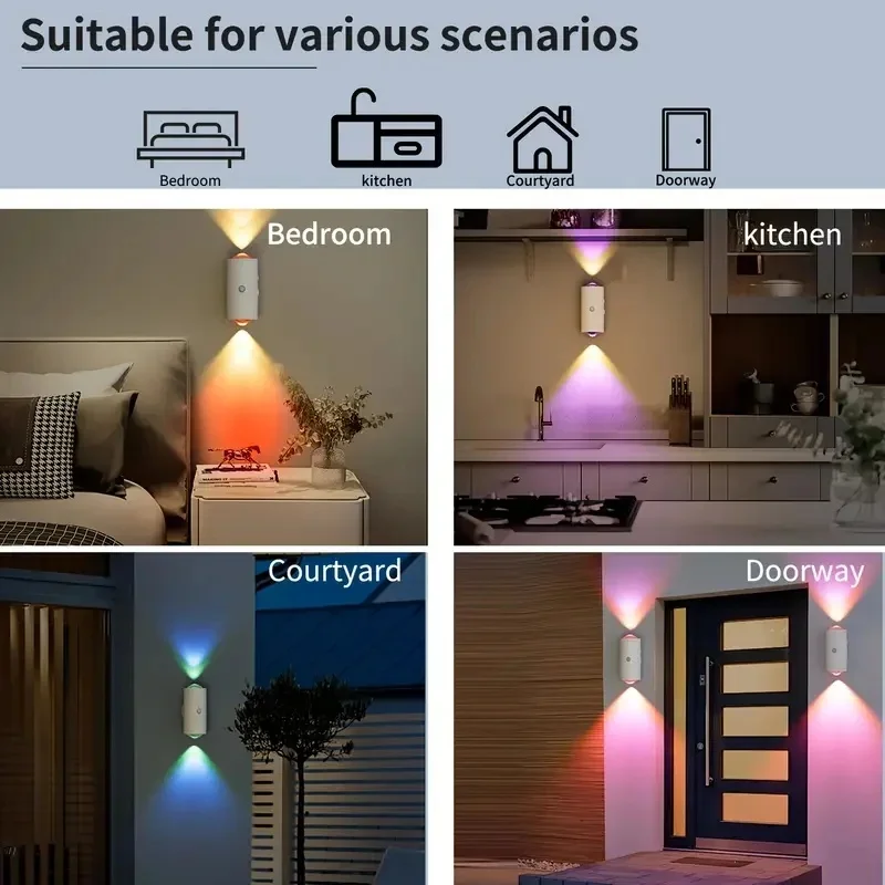 1/2/4 PCS Smart LED Night Light with Motion Sensor USB Rechargeable RGB Gradient Ambient Wall Lamp for Bedroom Desk Closet Decor