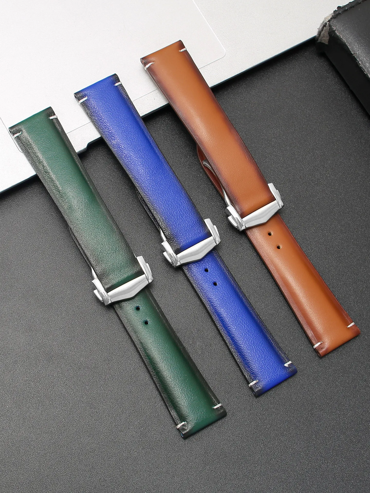 Vintage Leather Watch Strap for Radar Captain Cook Heritage Blue-Brown-Green Copper Soft Cowhide Bracelet 21mm
