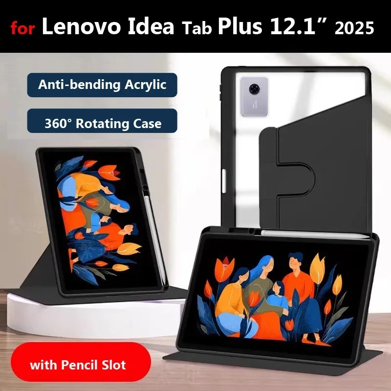 

Case for Lenovo Idea Tab Plus 12.1 Inch TB361FU 2025 TB-365FC K12 Xiaoxin Pad Pro GT P12 12.7 Yoga Tab 11.1 360 Rotation Case