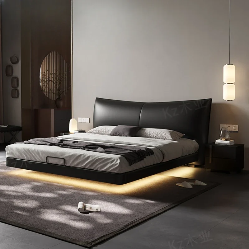

Modern Luxury Double Bed Black Leather Italian King Size Bed Frame Full Size Camas Matrimonial Queen Size Bedroom Set Furniture