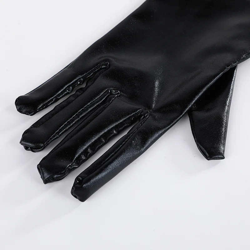 Gold Silver Fake Leather Metallic Long Gloves Evening Party Performance Mittens Women Sexy Elbow Length Cosplay Gloves T138