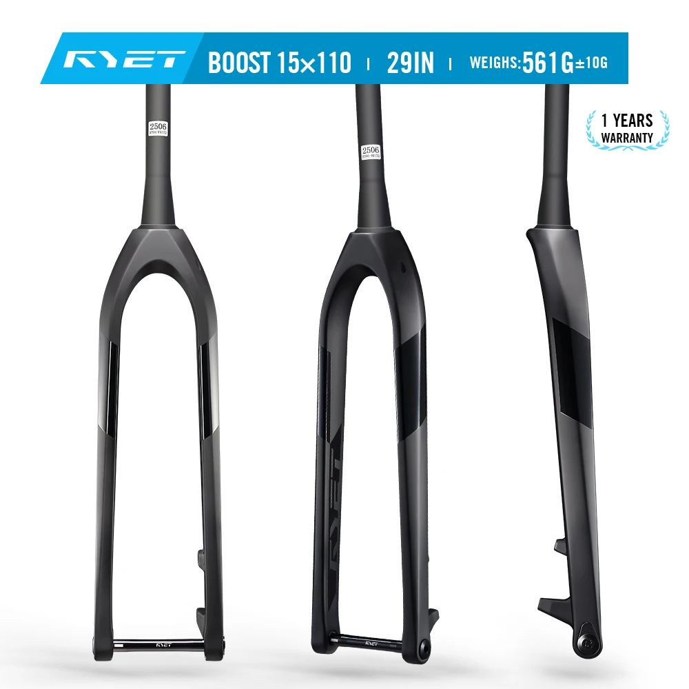 フロントフォーク　自転車 BOOST FORK 15*110mm スルーアクスル 2025 RYET MTBフォーク 29er スルーアクスル 15x110mm 超軽量カーボン