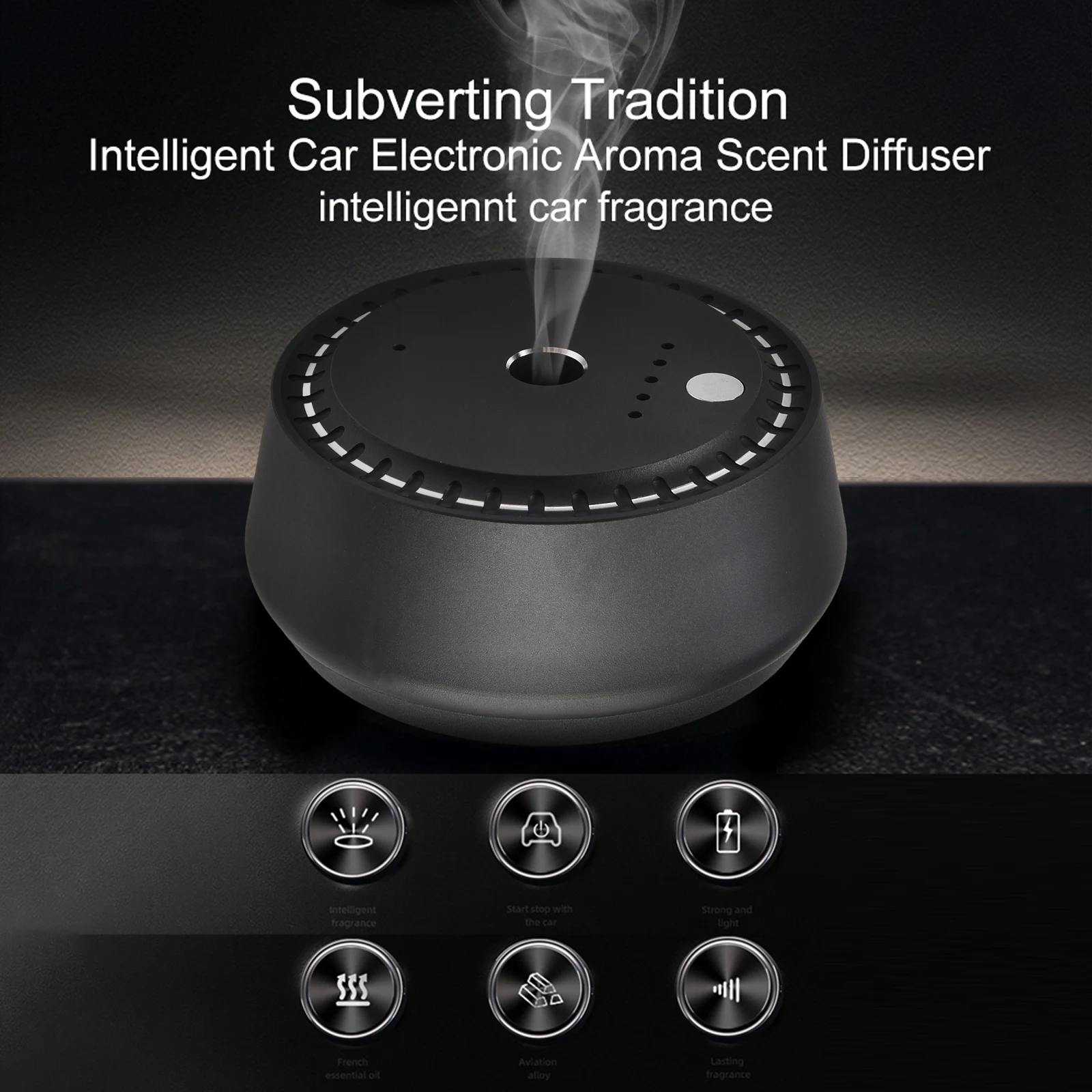 Intelligent Auto Scents Aromas Machine Fragrance Diffusers Freshener Black-Metal For Homes Cars Offices USB Power Supply