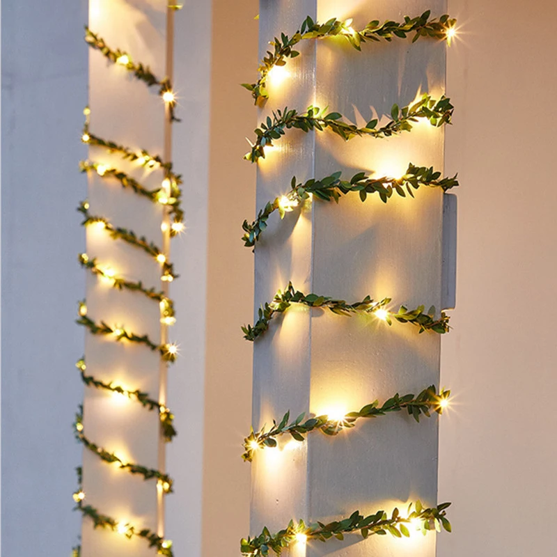 

2-10M Green Leaf String Lights Artificial Ivy Vine Fairy Light Wedding Party Decoration Garden Room Home Decor Wall Plant Wreath