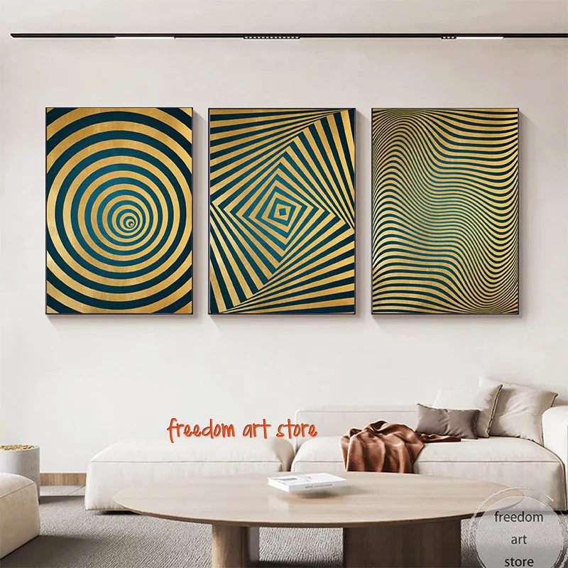 Geometric Line Art Spiral Circle Illusion Wave Twist Turn Optical Art Poster Canvas Painting Wall Prints Picture Room Home Decor