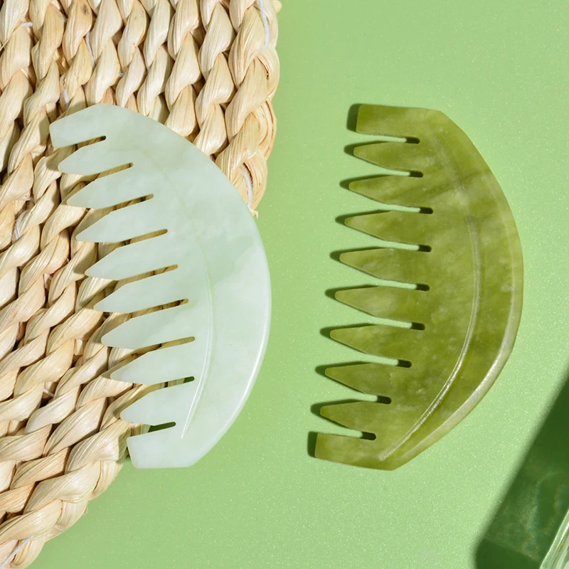 مشط اليشم ذو الأسنان الواسعة ، فرشاة تدليك فروة الرأس ، أداة العناية بالشعر ، عشرة أسنان ، 1 * *