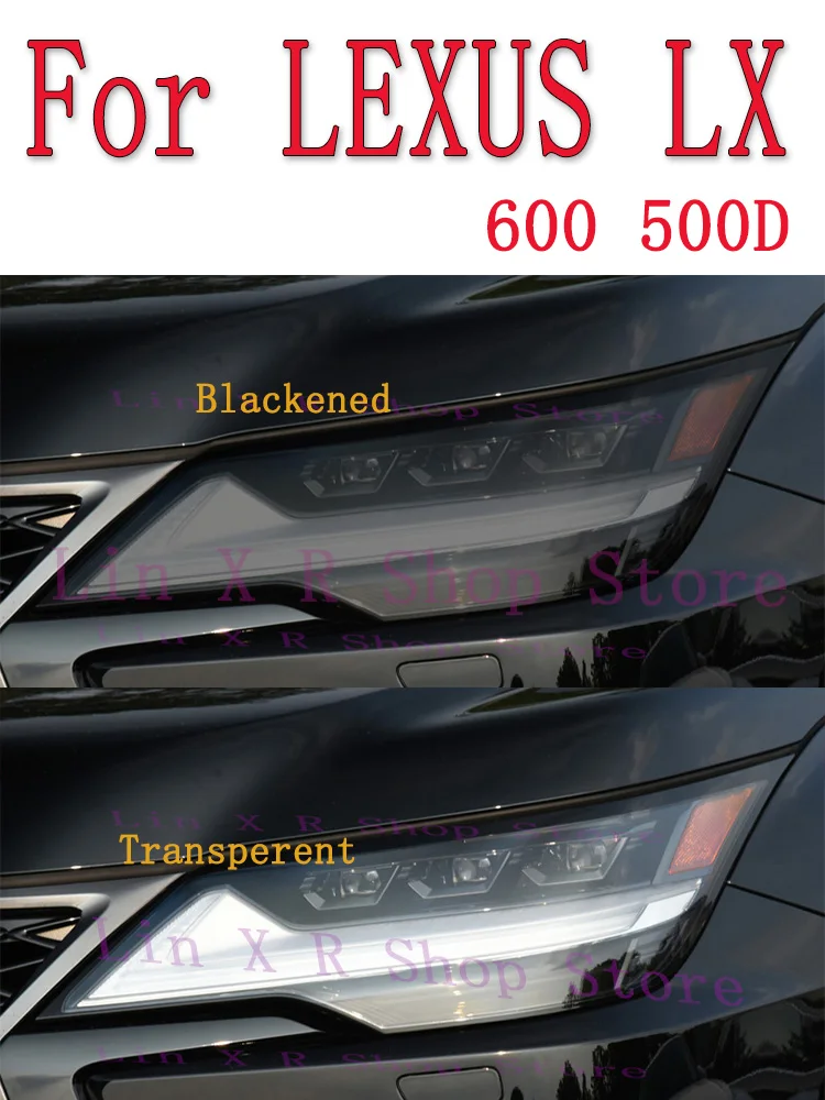 

For LEXUS LX 600 500d 2022-2023 Accessories 2Pcs Car Headlight Protective Film Headlamp Restoration Transparent Black TPU Sticke