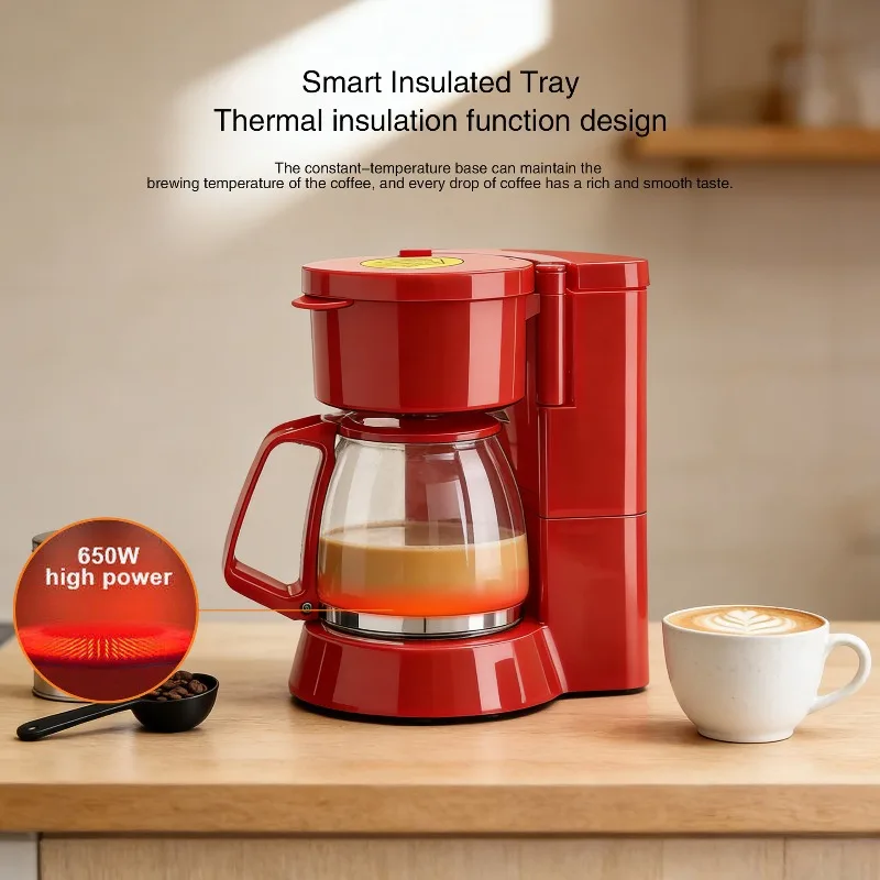 Electric drip coffee machine Household small American drip automatic thermal insulation concentrated teapot machine