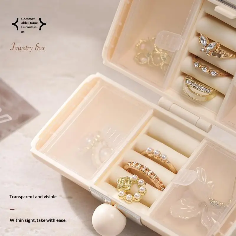 Portable Girls Jewelry Storage Box, Multi-Function Organizer
