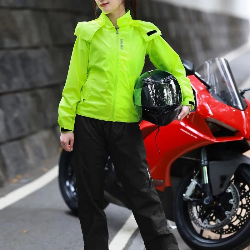 Motorcycle Raincoat Suit Cycling Rain Jacket Women Breathable Reflective Hooded Raincoat Waterproof Outdoor Sport Windbreaker