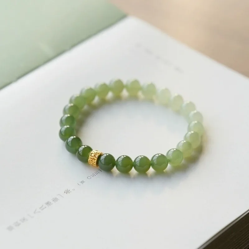 

Natural Hetian Jade Gradient Beaded Bracelet for Women Jade Bracelet for Mother's Day Gifts