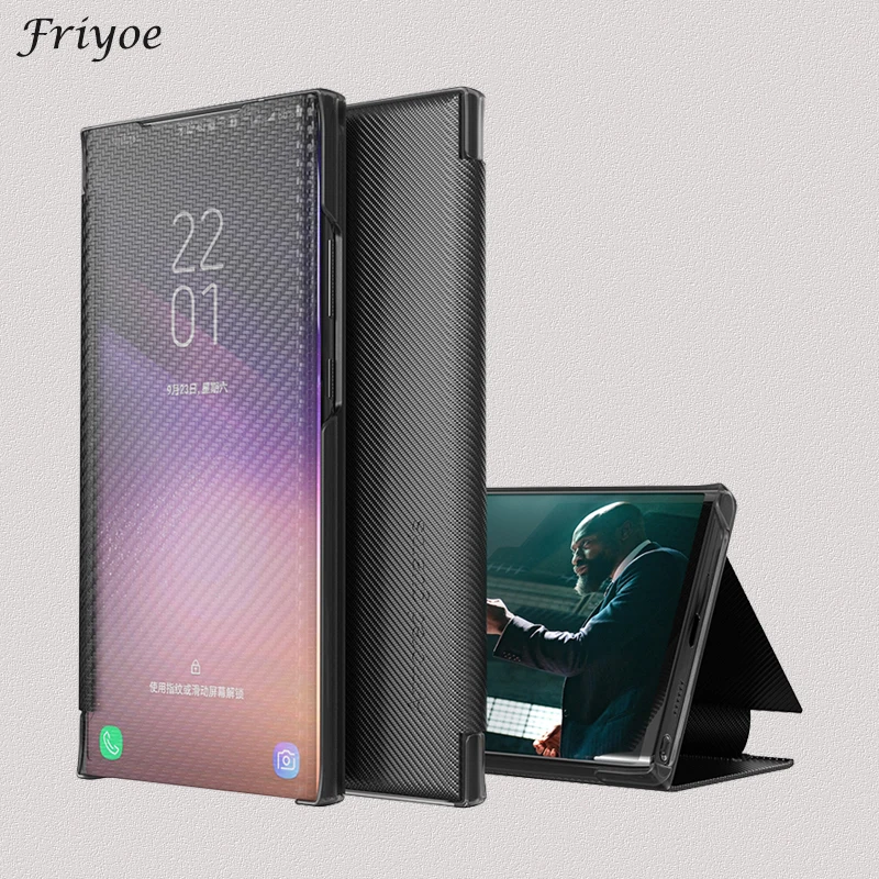 

Smart Mirror Flip Case For Samsung Galaxy A52 A52s 4G 5G Carbon Fiber Texture Shockproof Phone Cover Funda