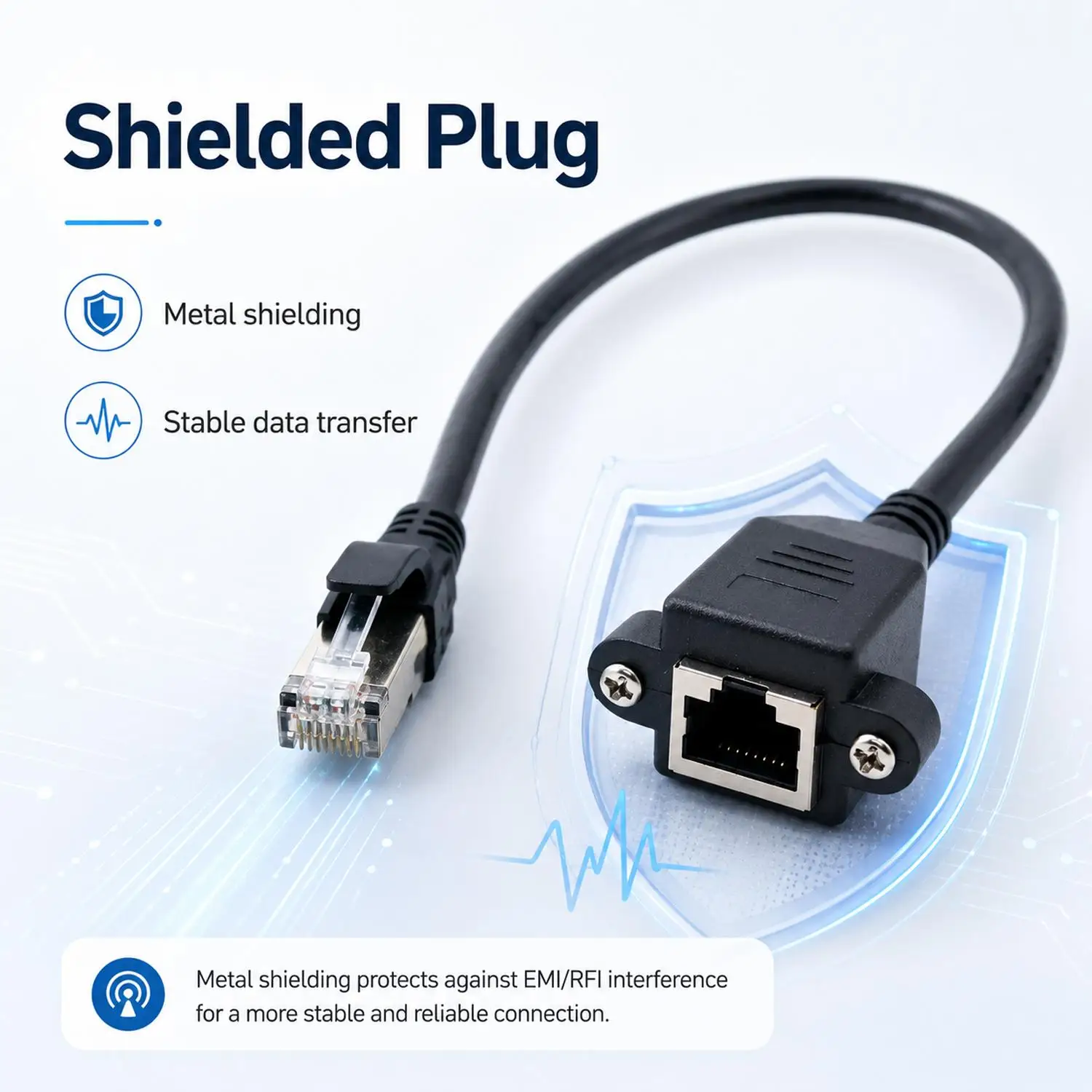 RJ45 Ethernet Extension Cable Adapter For CAT5 Network Patch Cords Shielded Flexible RJ45 Male to Female Extension Cord