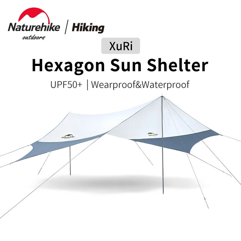 

Naturehike Hexagon Trap Canopy Sunshade Sun Shelter Cloth Camping Dovetail Outdoor Awning Beach 5-8 People Waterproof UPF50+