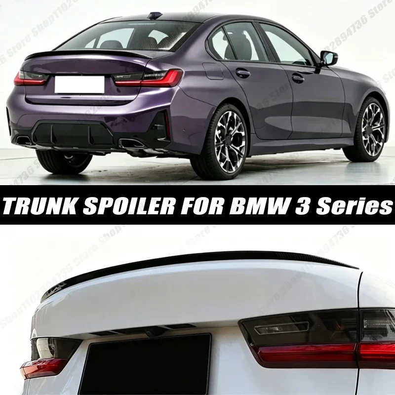 120CM Glossy Black Soft Rubber Universal Rear Trunk Spoiler 5D Carbon Look Tail Wing Fit For BMW 3 Series Sedan Car Accessories