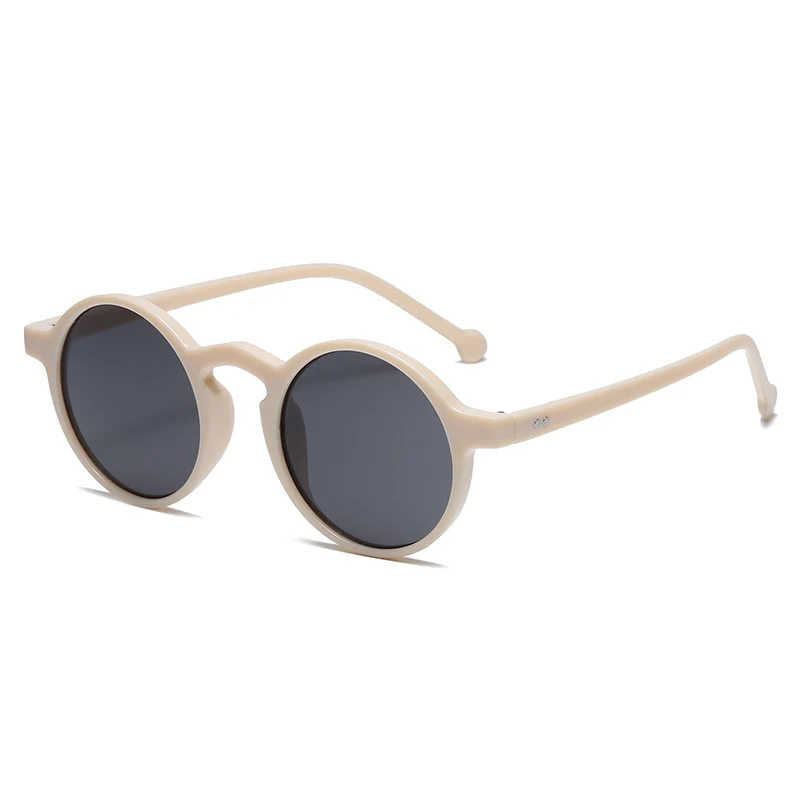 Small Round Sunglasses Women Vintage Brand Designer Brown Sun Glasses Round Frame Rivet Shades Female Ladies UV400