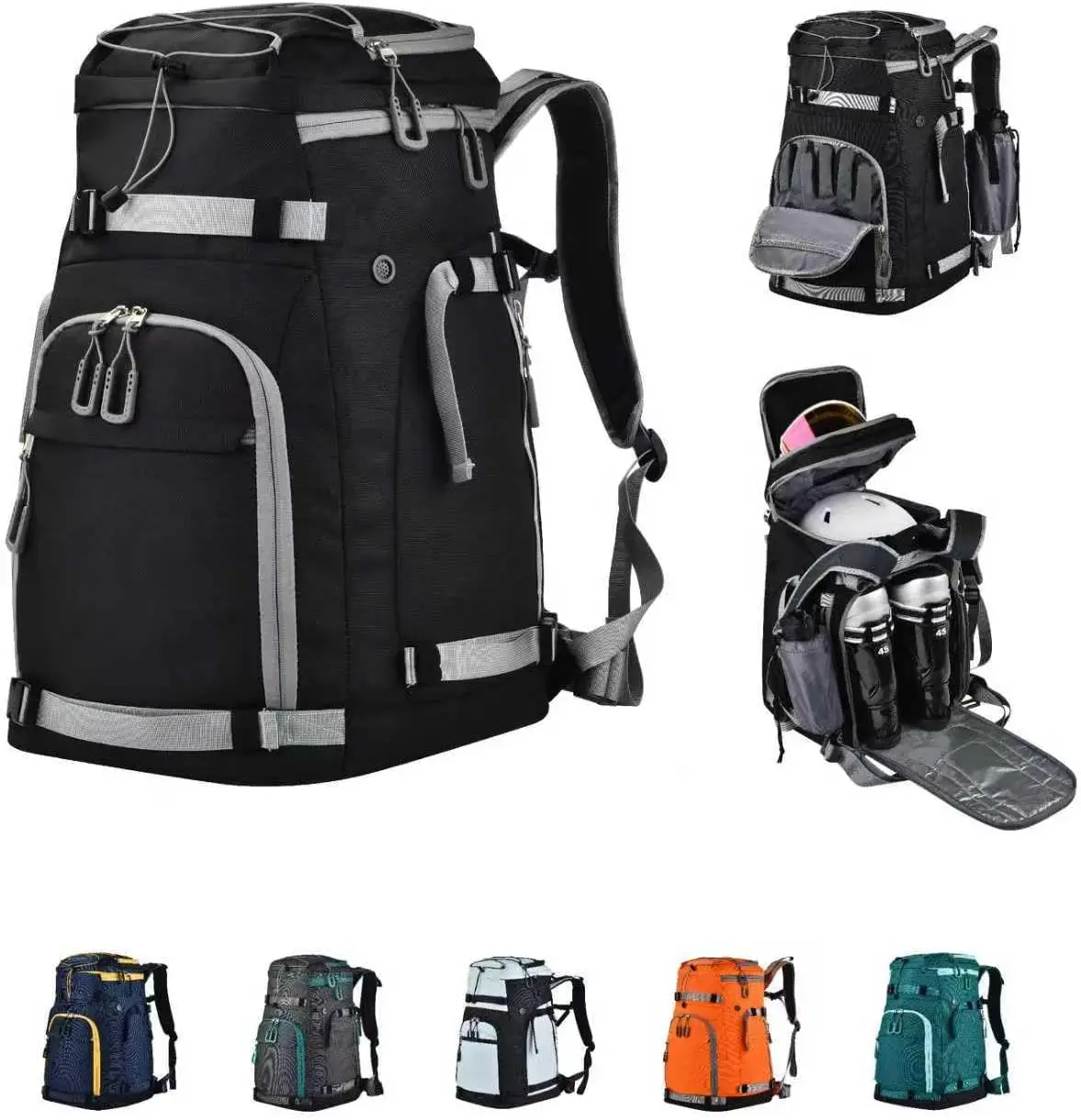 

55L-70L Expandable Ski Boot Bag with Helmet Compartment – Waterproof & Durable – for Men & Women
