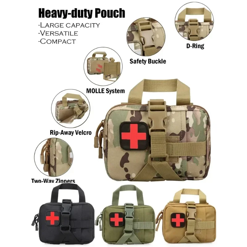 Rip-Away Molle EMT IFAK Pouch Tactical Medical Kit Bag for Emergency First Aid, Survival, Outdoor Hiking and Travel