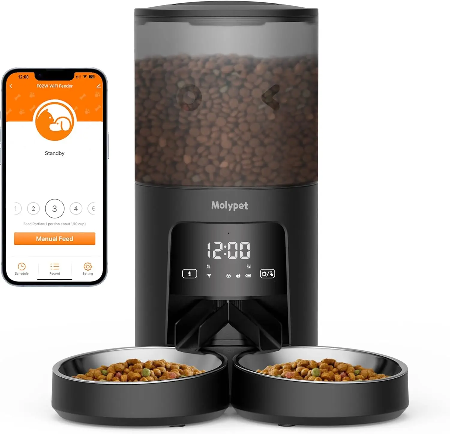 

Smart WiFi Pet Feeder with APP Control, 6L Capacity for Multiple Pets, Automatic Feeding and Alarms