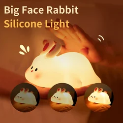 Cute Rabbit Night Light Rechargeable Silicone Touch Sensor Sleeping Night Lamp Children Gift Holiday Party Decor Night Light