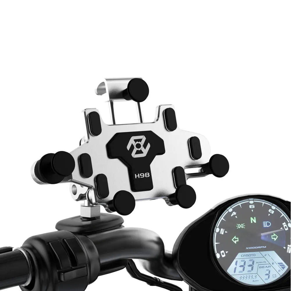 Metal Alloy Motorcycle Phone Holder for 10mm Diameter Screw Hole Install, High Quality Shock-Absorbing Motorcycle Mobile Stand