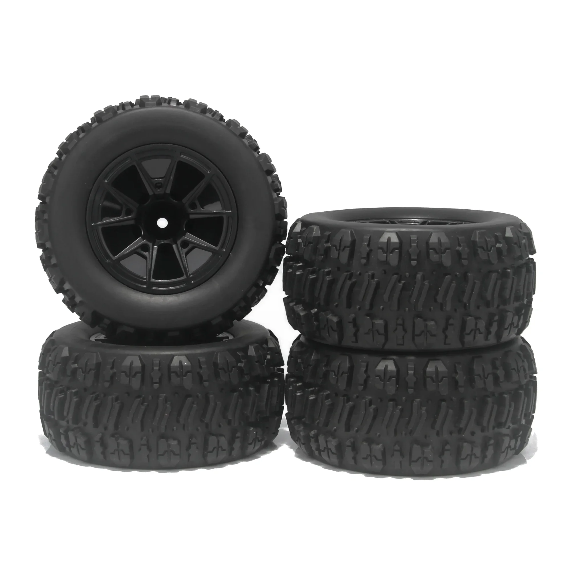 4PCS 90mm Skidproof Rubber Wheel Tires 12mm Hex for Wltoys 144010 MJX Hyper Go 14209 14210 RC Monster Truck Off-Road Car Buggy