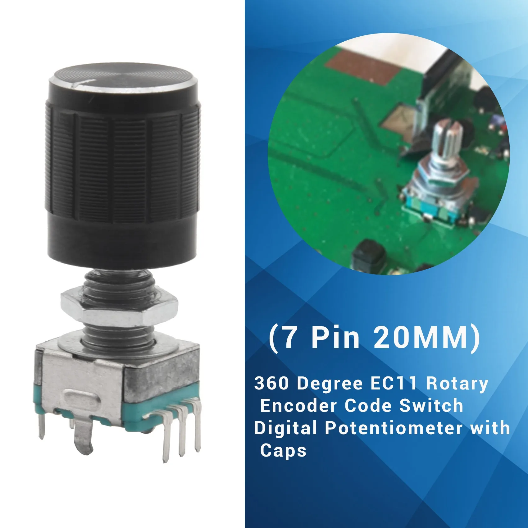B62B-(7 Pin 20MM)10 PCS 360 Degree EC11 Rotary Encoder Code Switch Digital Potentiometer With Caps