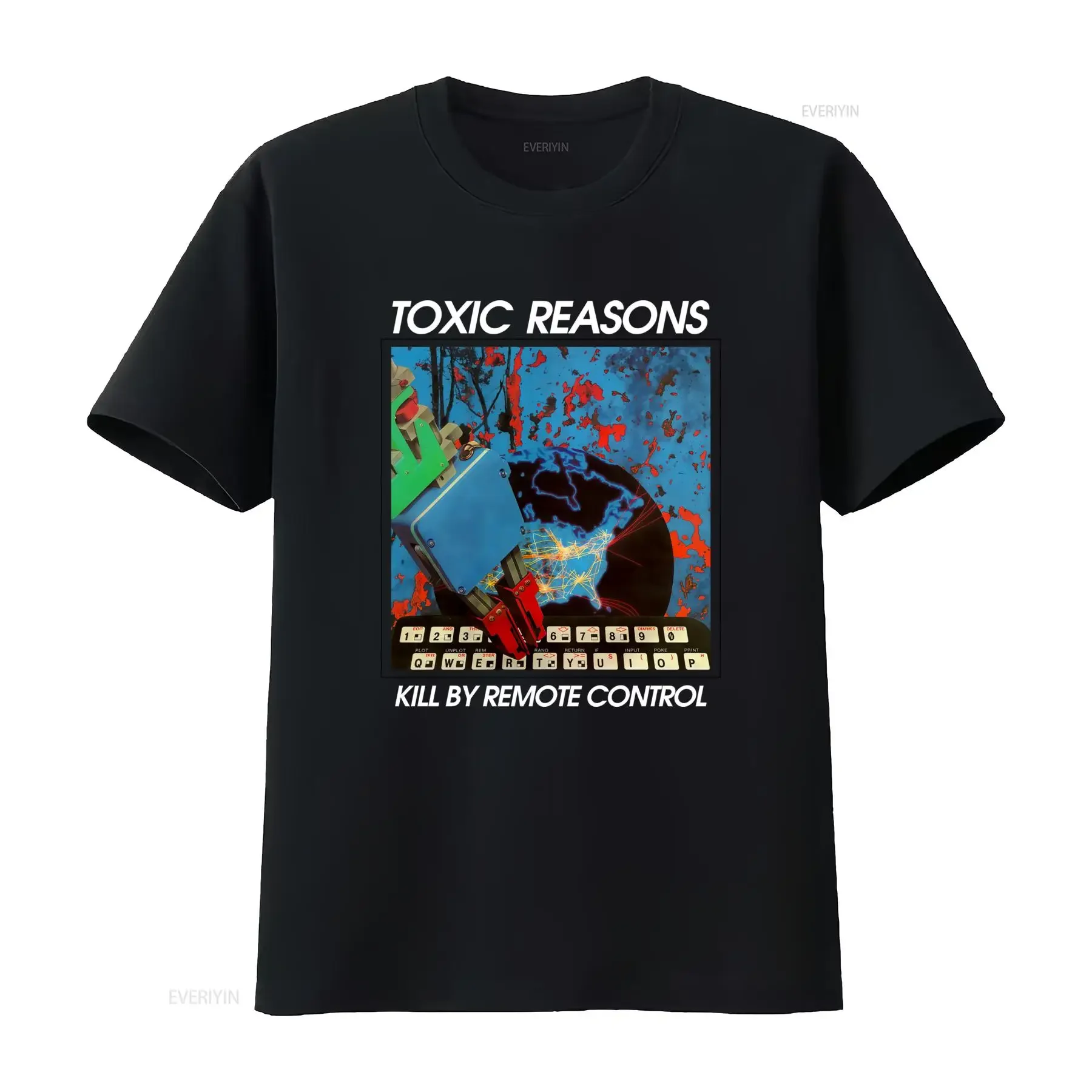 Toxic Reasons Kill By Remote Control Print Mens T Shirt Unique Design for Trendy Fashion vintage Washed homme graphic Stylish