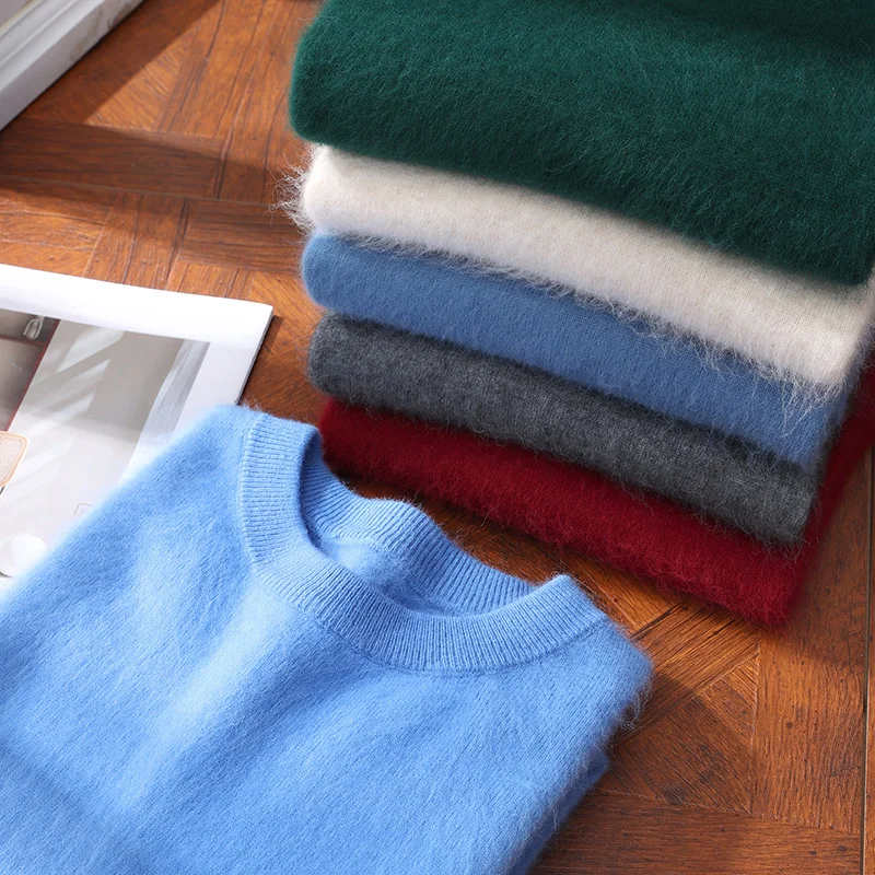 Maglione da uomo in puro cashmere visone 100% pullover con o-collo lavorato a maglia maglione di visone di grandi dimensioni inverno nuove magliette a maniche lunghe maglioni di fascia alta