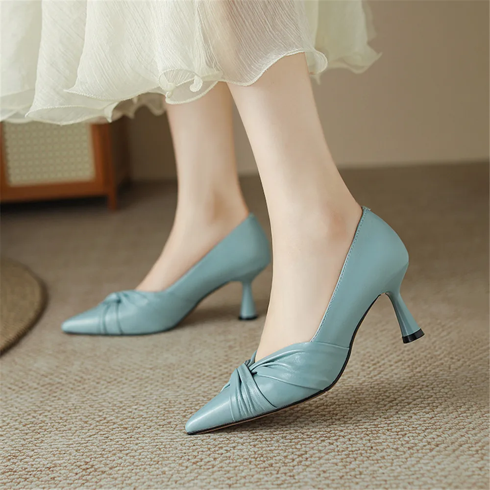 FEDONAS 2024 Women Genuine Leather Pumps Sexy Pointed Toe Office Pumps Elegant Leather Spring Summer New Shoes Woman